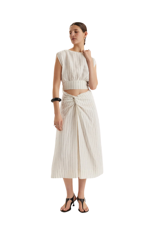 Shaan Stripe Top in Ivory Black