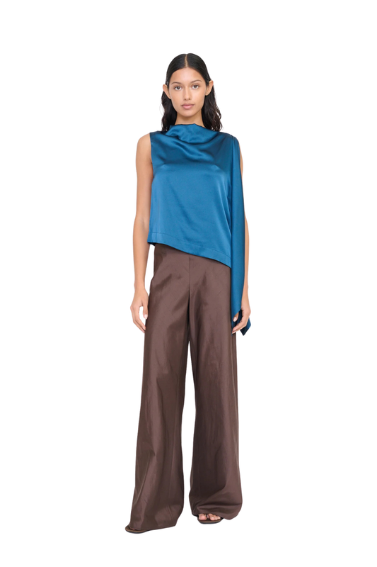 Sabina Silk Top in Harbor
