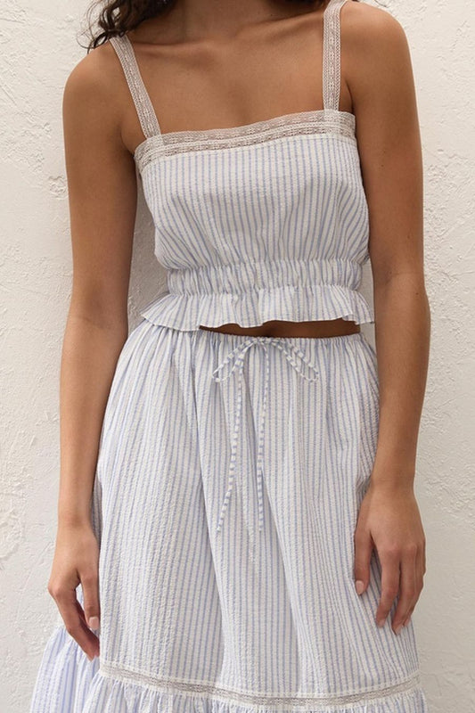 Venta Top in Carmen Stripe Light Blue/White