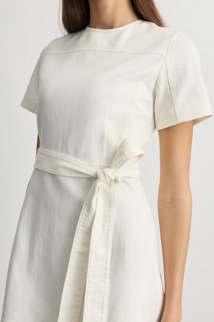 Short Ella Denim Dress in Chalk