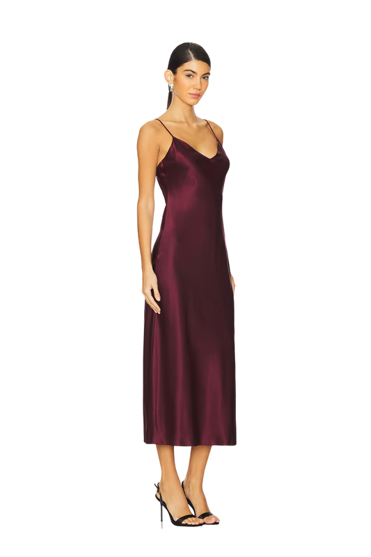 Taylor Silk Dress in Bordeaux