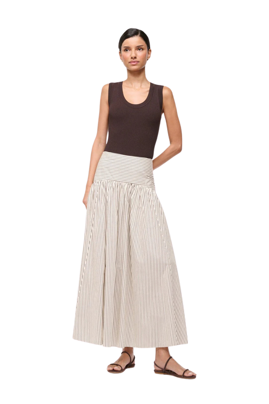 Procida Skirt in Ivory Dark Oak Micro Stripe