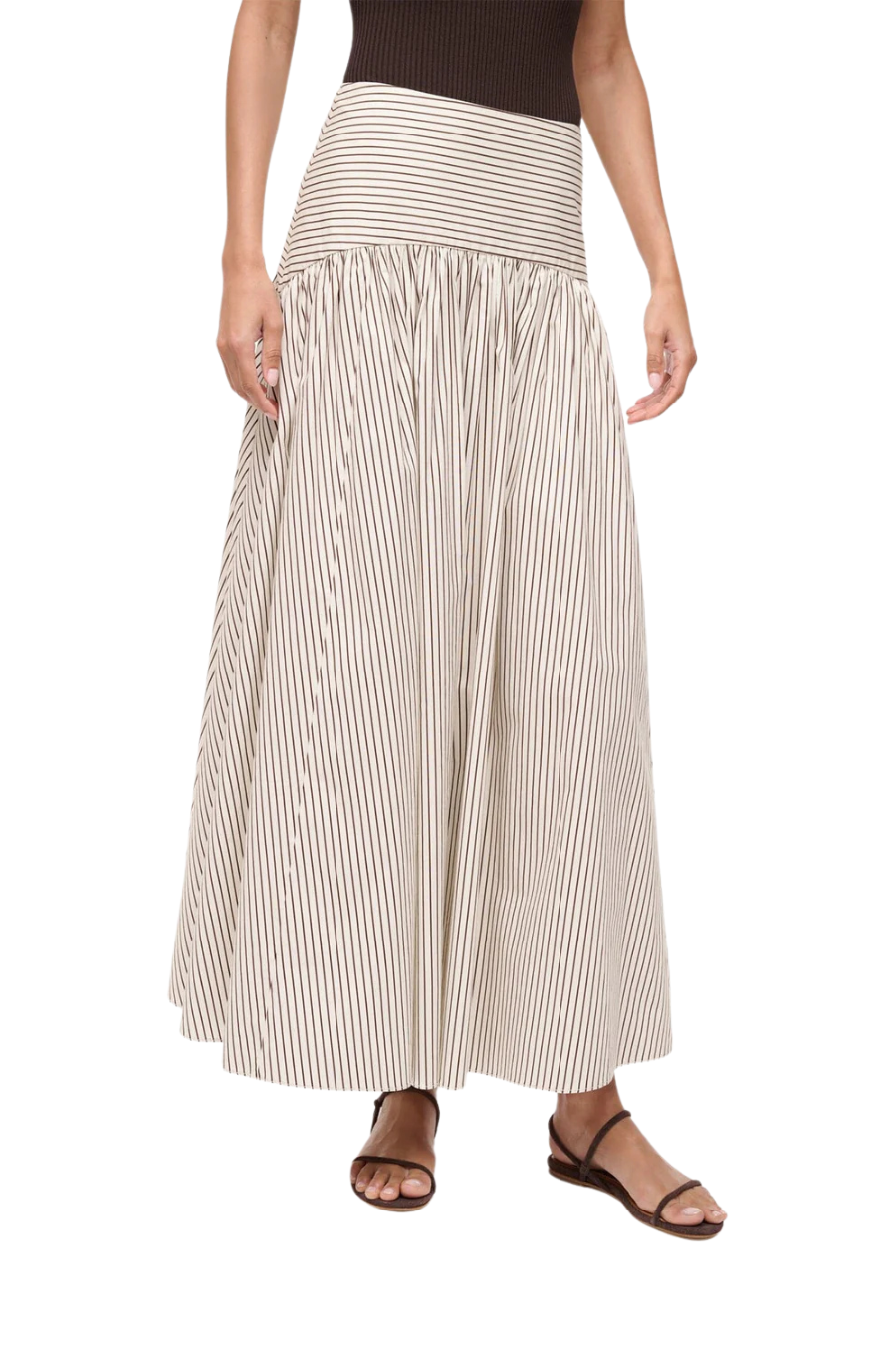 Procida Skirt in Ivory Dark Oak Micro Stripe