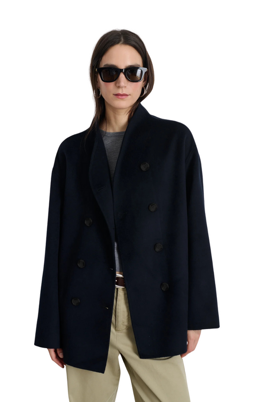 Sophia Wool Coat In Dark Navy