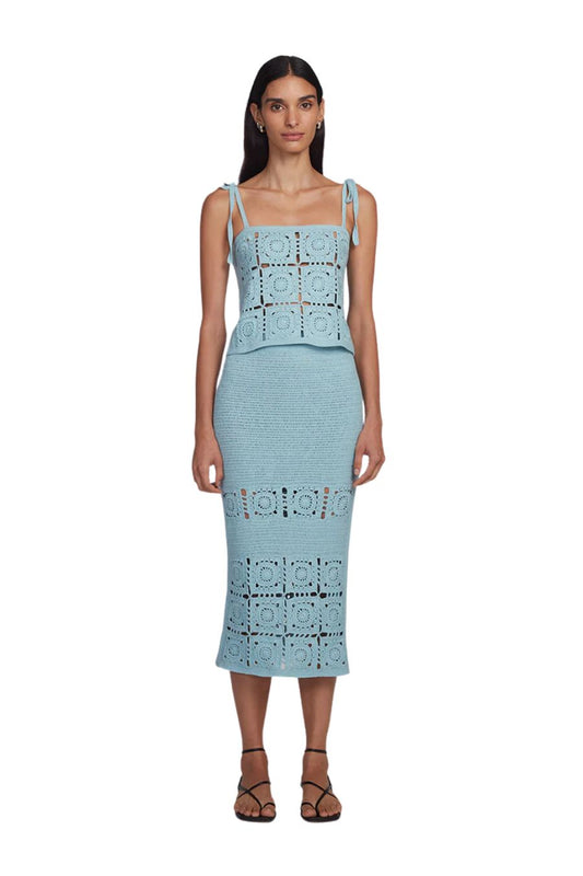 Iola Crochet Top in Skye Blue
