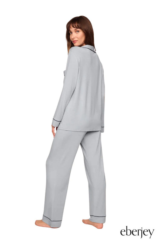 Gisele TENCEL™ Modal Long PJ Set in Gray Dawn/Navy