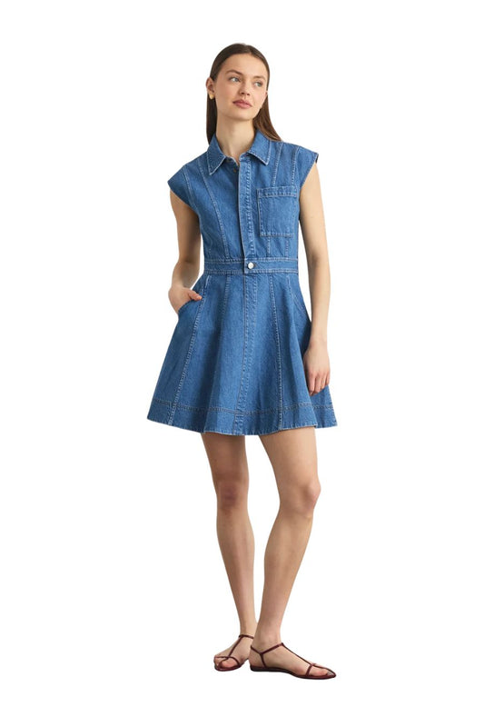 Sleeveless Hailey Dress in Medium Indigo Blue