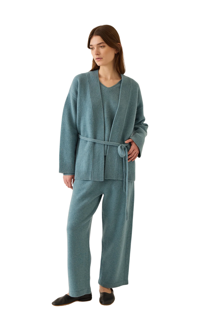 Kali Wool Yak Cardigan in Heather Blue