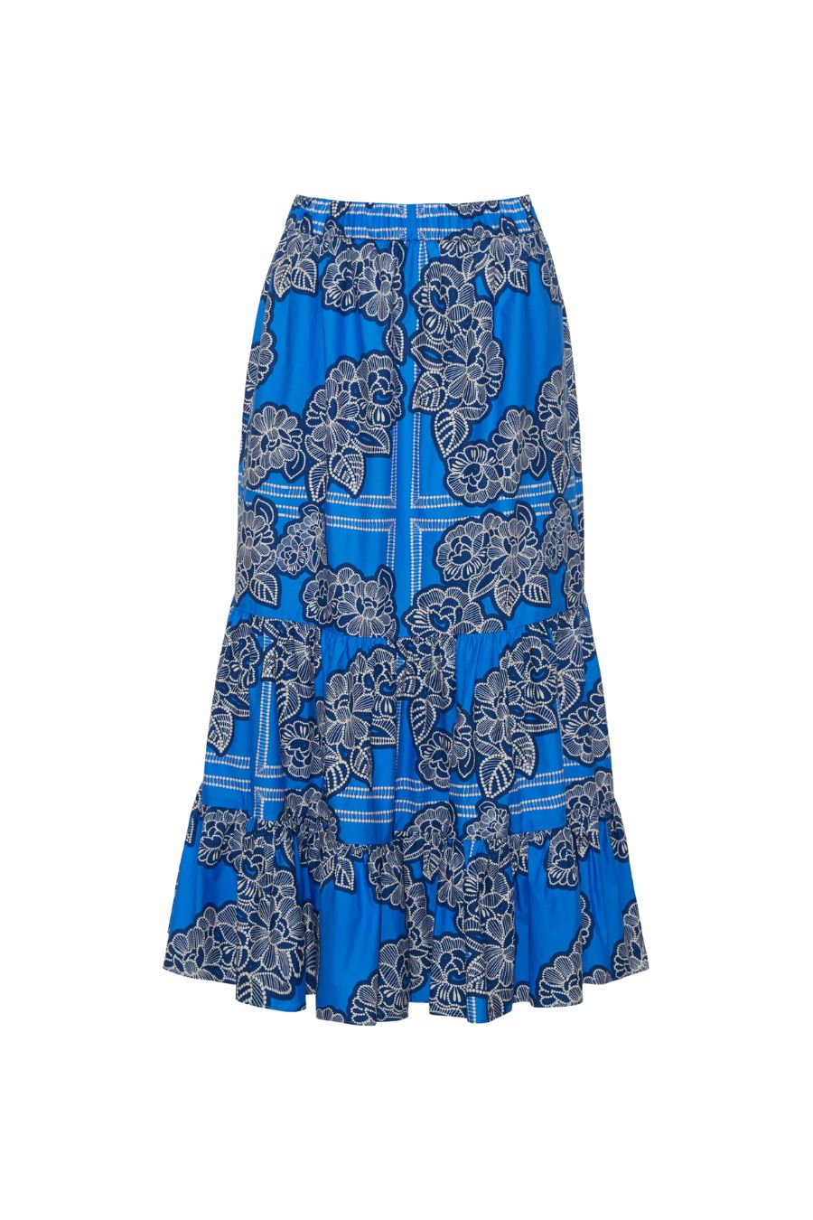 Chase Skirt in Carved Petals Cobalt