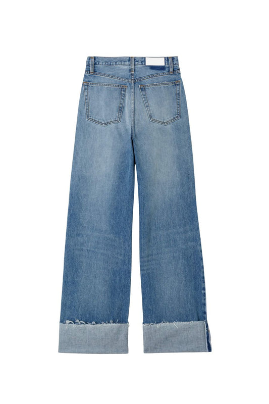 High Rise Wide Leg Cuff in Vintage Biker Blue