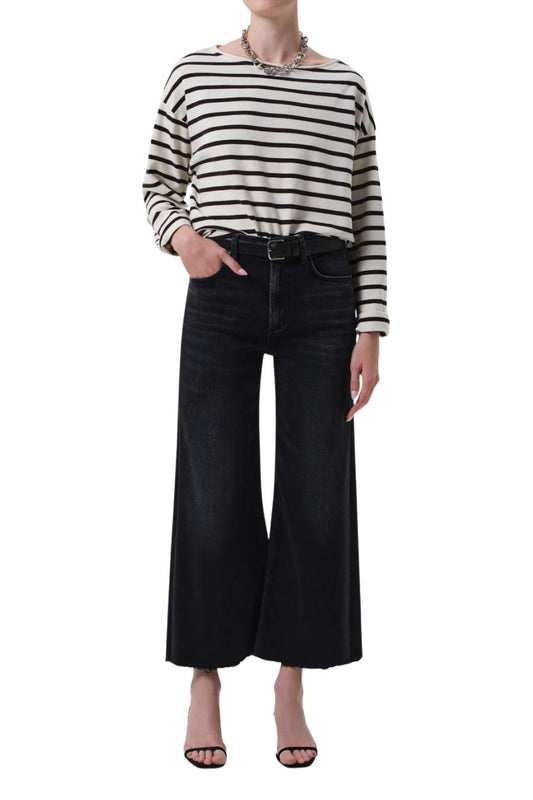 Lyra Wide Leg Crop Raw Hem In Medallion