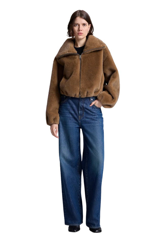 Hazel Faux Fur Jacket in Camel