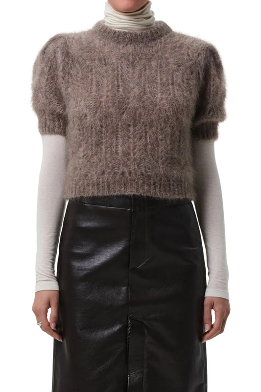 Odette Puff Sleeve Sweater in Mushroom