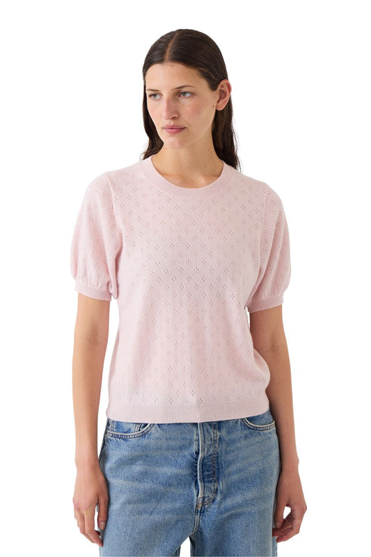 Isabel Pointelle Cashmere Top in Petal