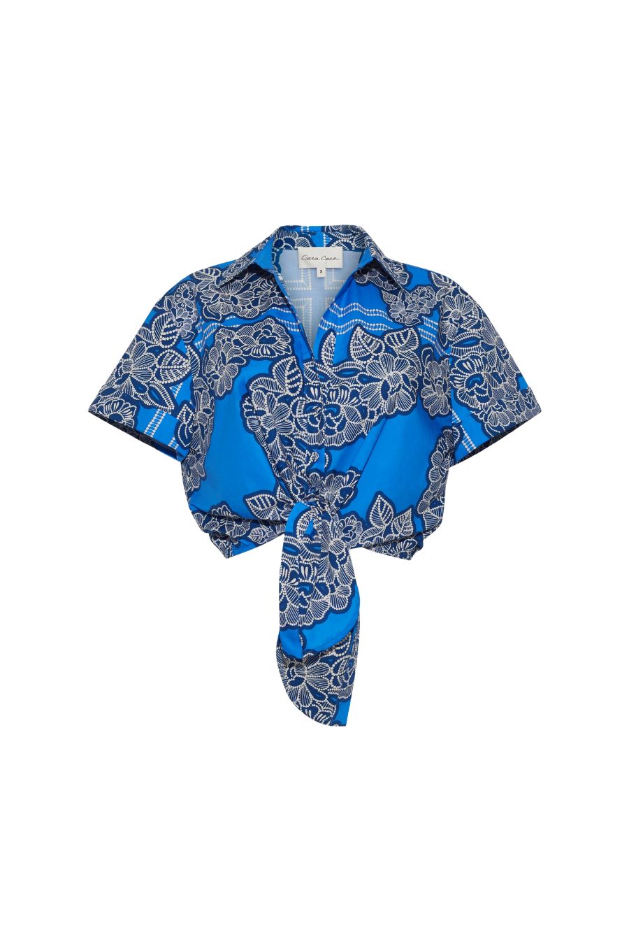 Asbury Top in Carved Petals Cobalt