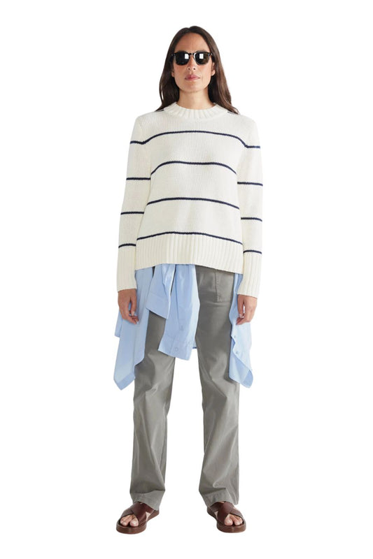 The Tatum in Cream/Navy Ministripe