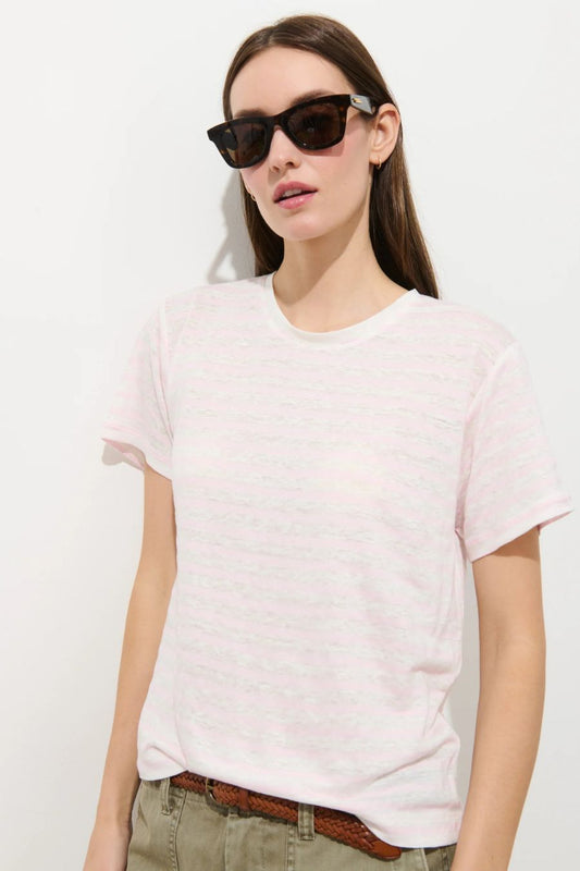 Garcon Striped Tee in Off White/Ballerina