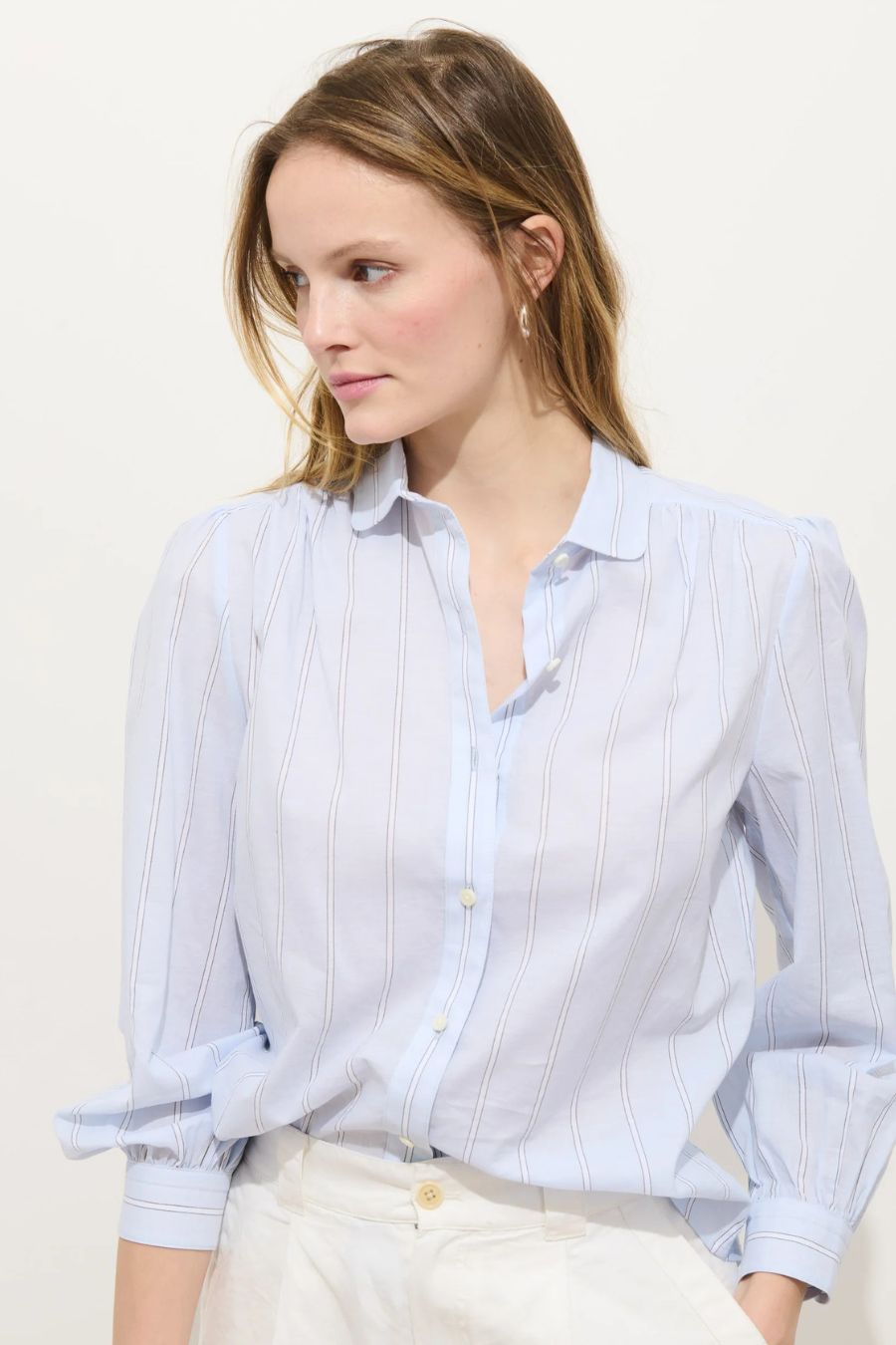 Hana Shirt in Blue Ground Stripe