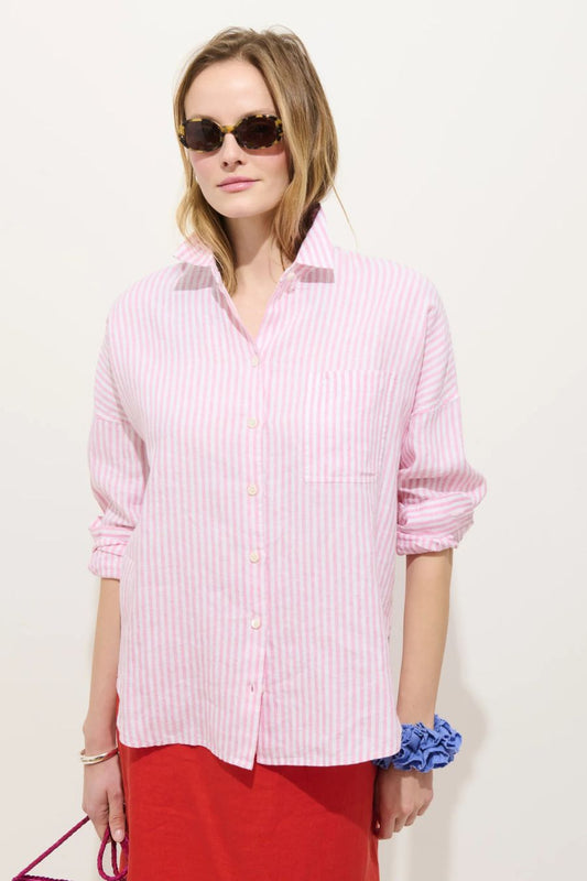 Jo Shirt Havana Stripe in Pink/Ivory