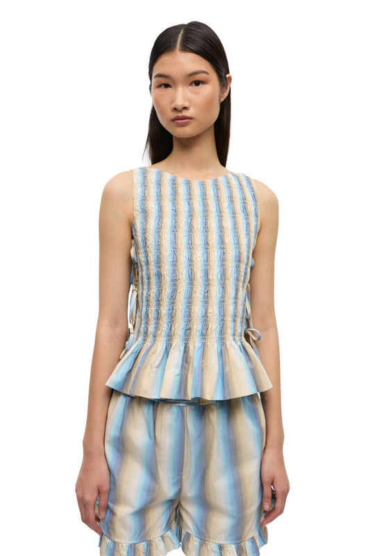 Ombre Striped Smock Tie Top