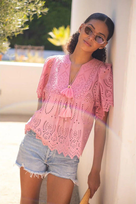 Angel Top in Pink Eyelet