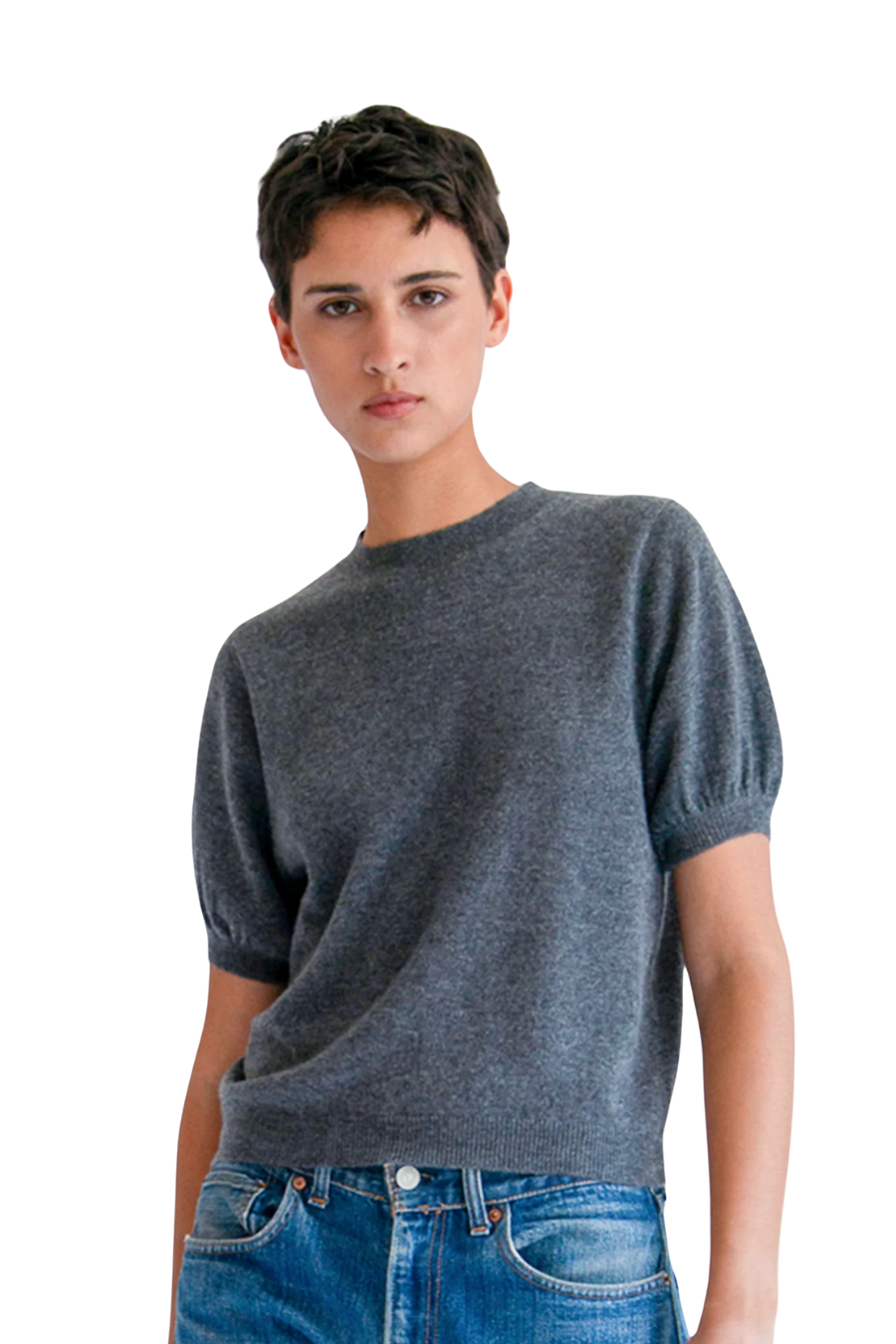 Tilda Cashmere Top in Dark Heather Grey