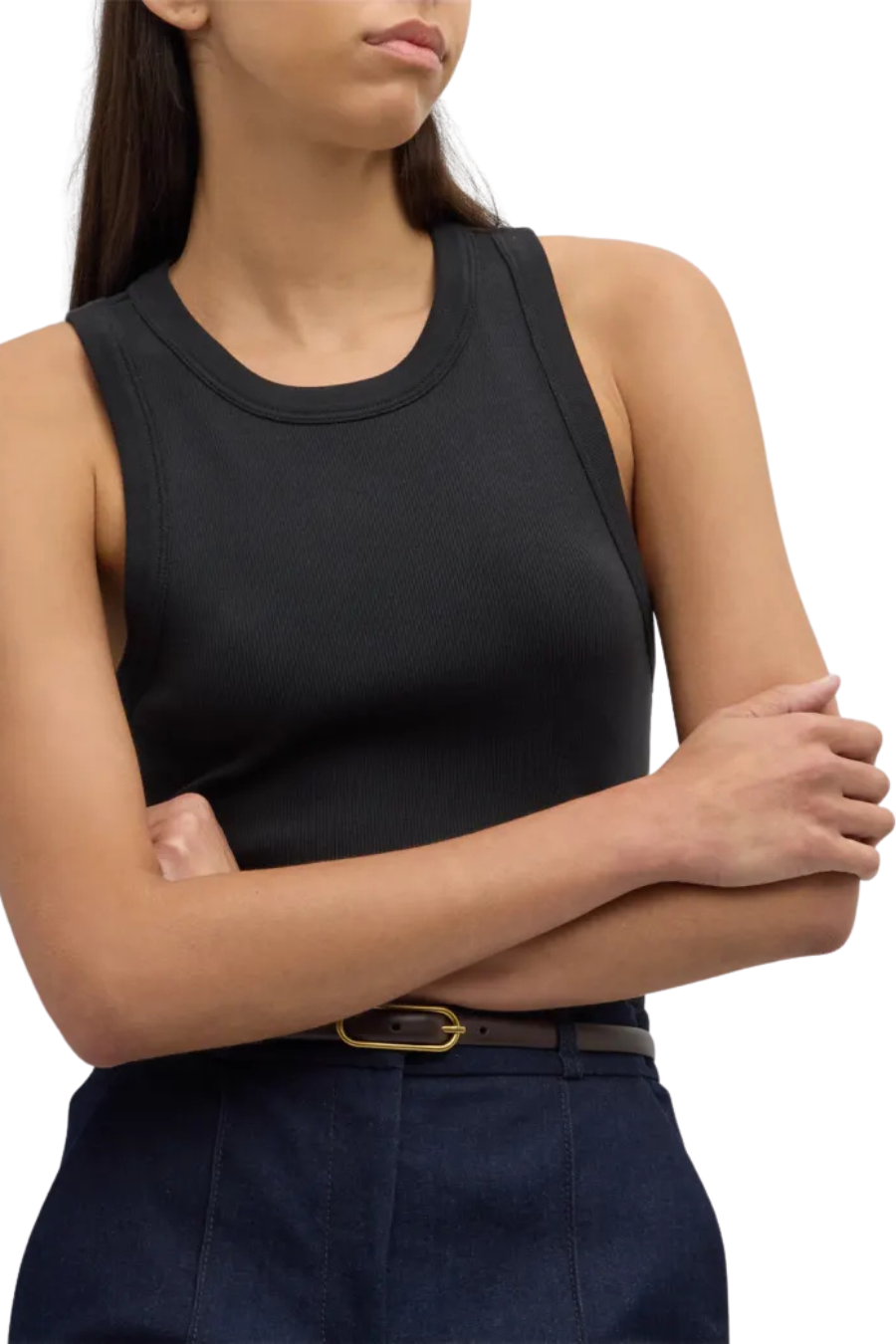 Jordyn Cropped Tank Top in Black
