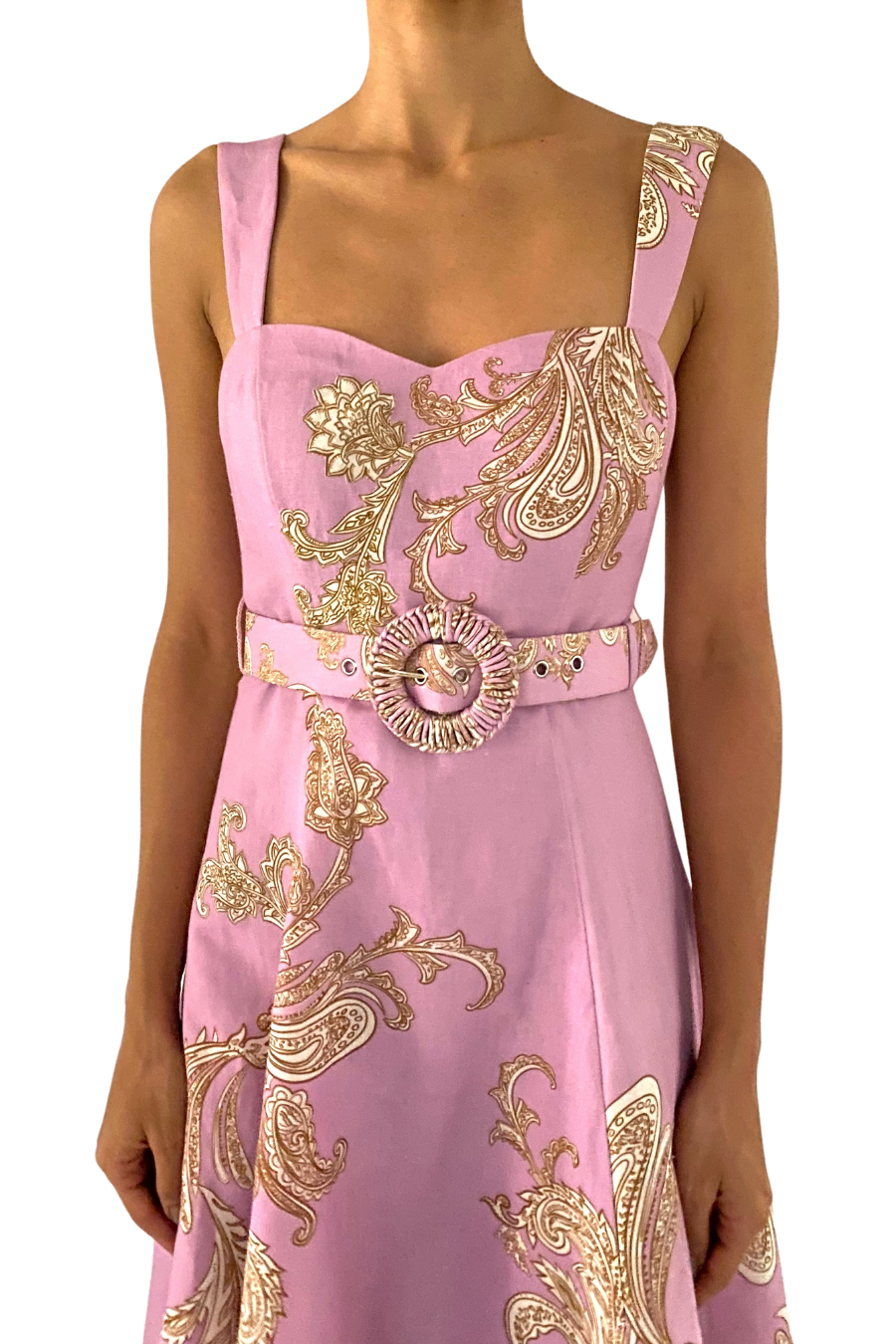 Jiah Midi Dress w/ Belt in Lilac