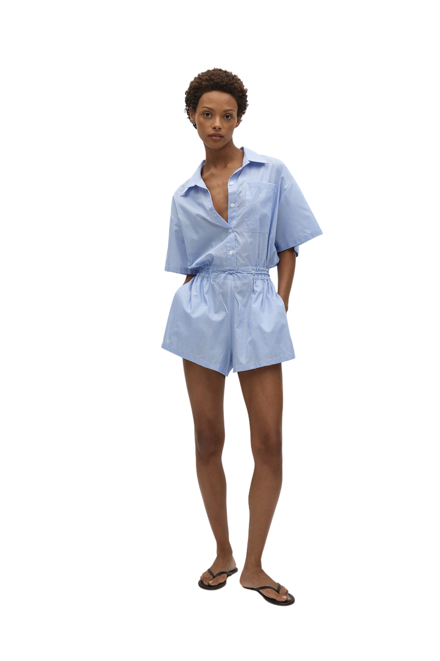 Faia Playsuit in Light Blue Stripe