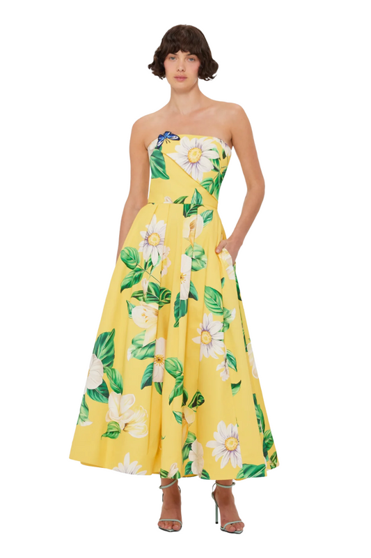 Lynn Bustier Midi Dress in Sunshine Joie Print