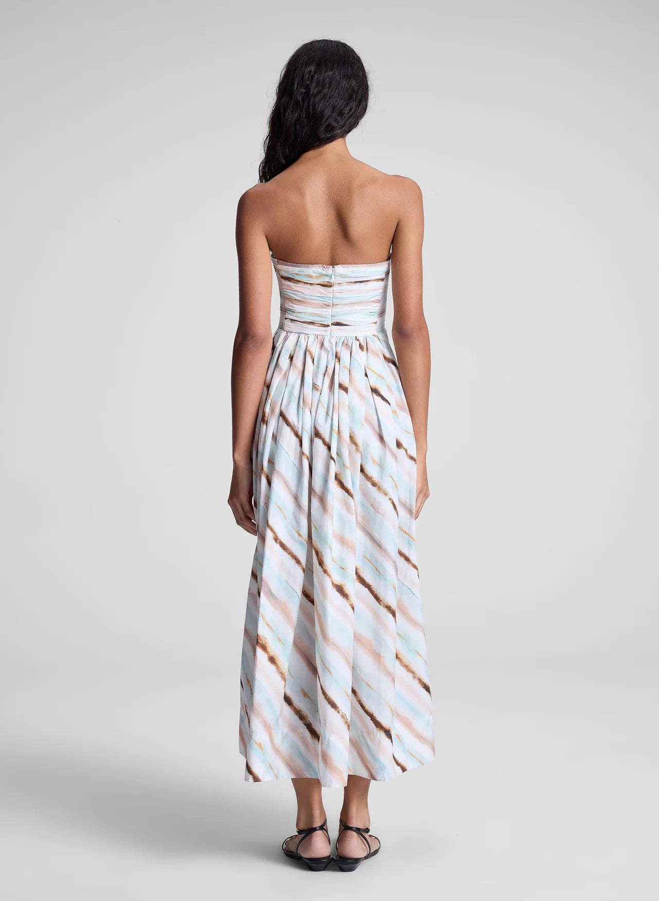 Tara Striped Strapless Midi Dress