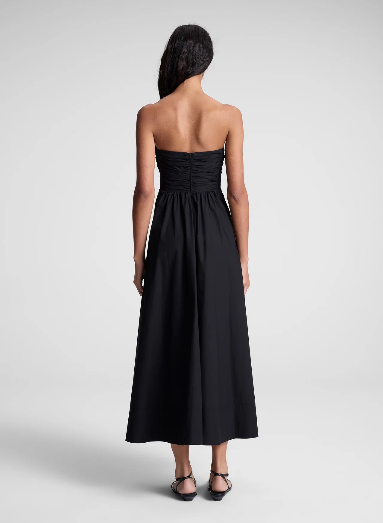 Tate Strapless Midi Dress in Black
