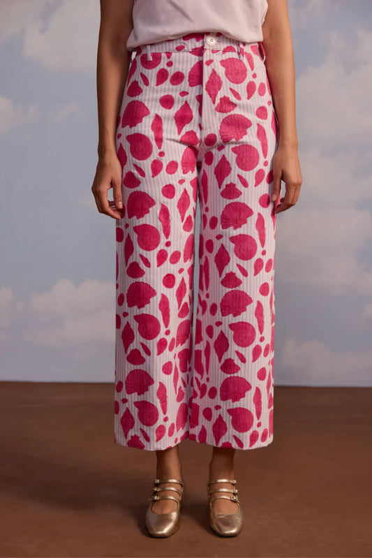 Disco Pant in Sea Shell on Thin Stripe