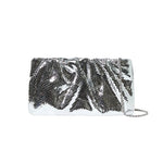 Serena Silver Gathered Leather Clutch