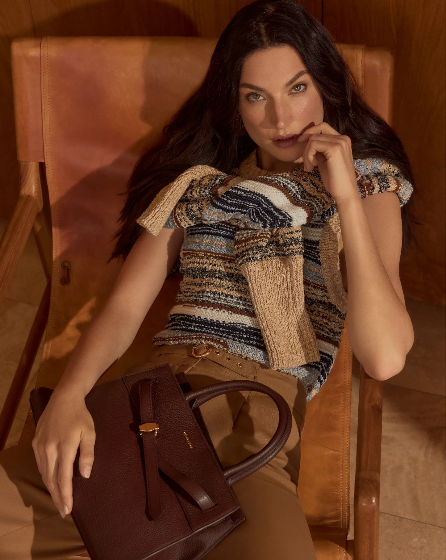 Jerrel Wool-Blend Cropped Tank Top in Whisky Multi