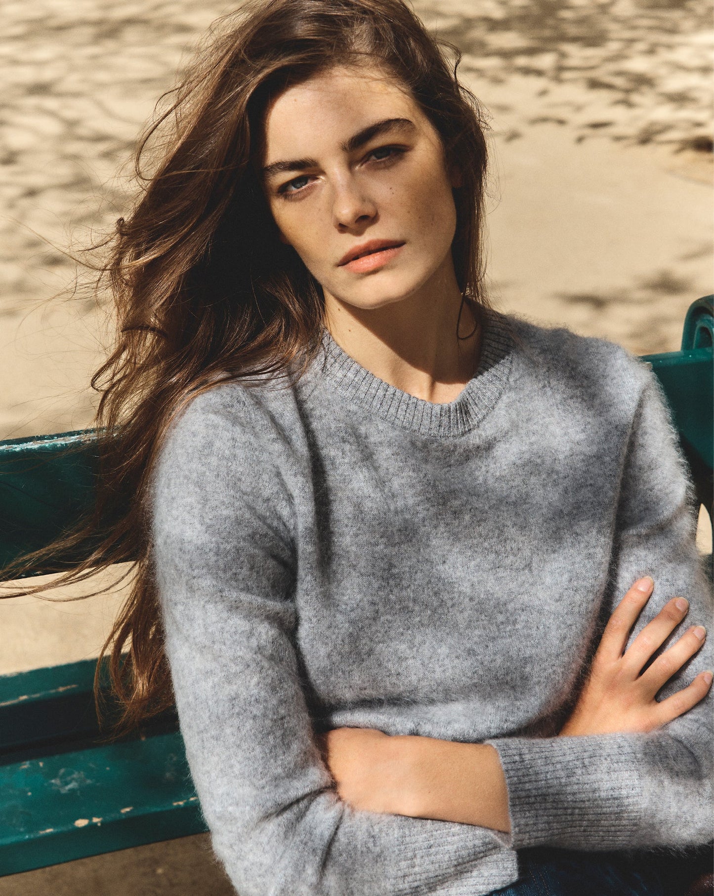 Pippen Brushed Cashmere Pullover in Heather Grey