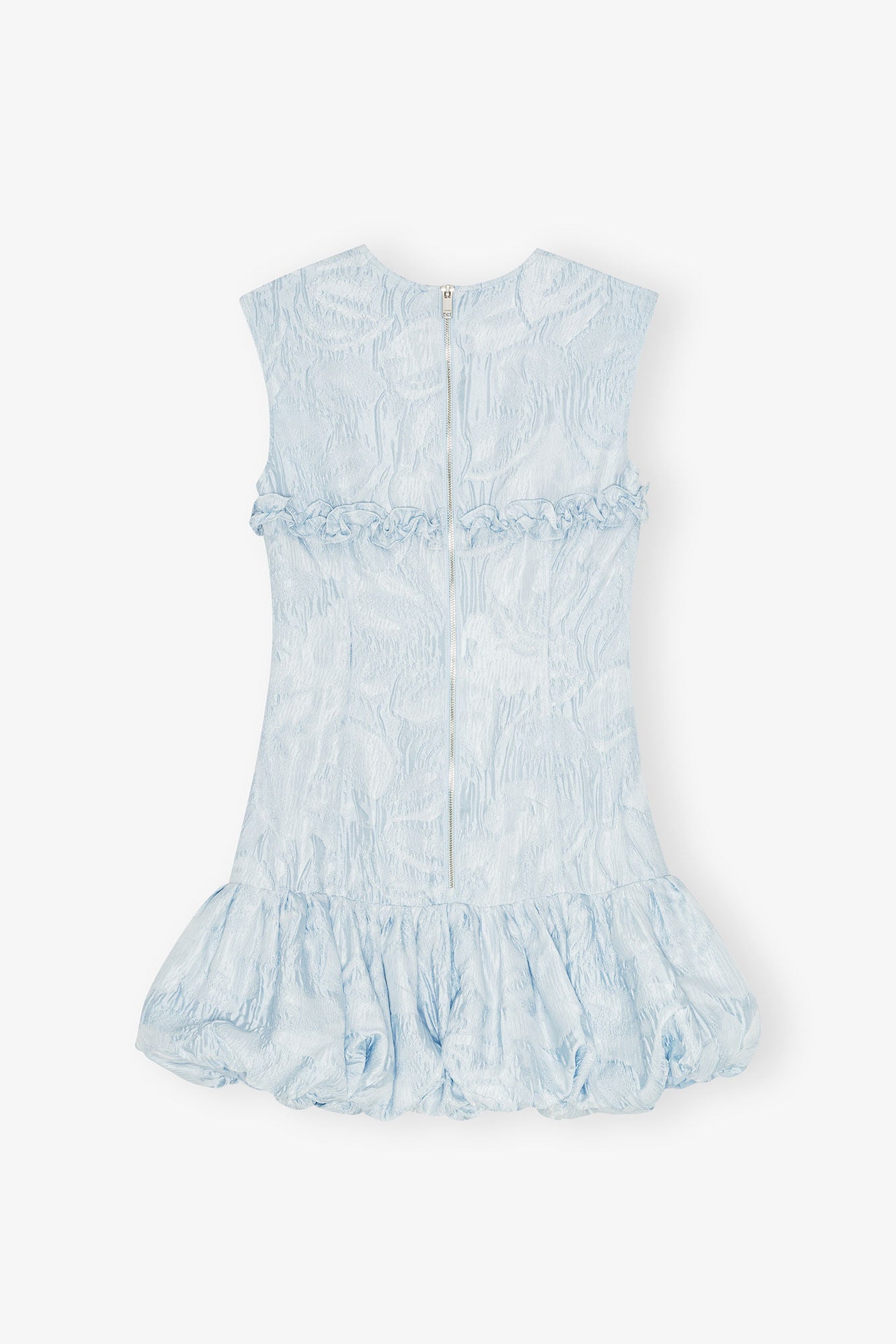 Blue Textured Cloque Corset Mini Dress