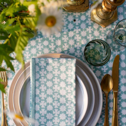 India Hicks Home Cuban Cross Palladian Blue Napkin | Set of 4