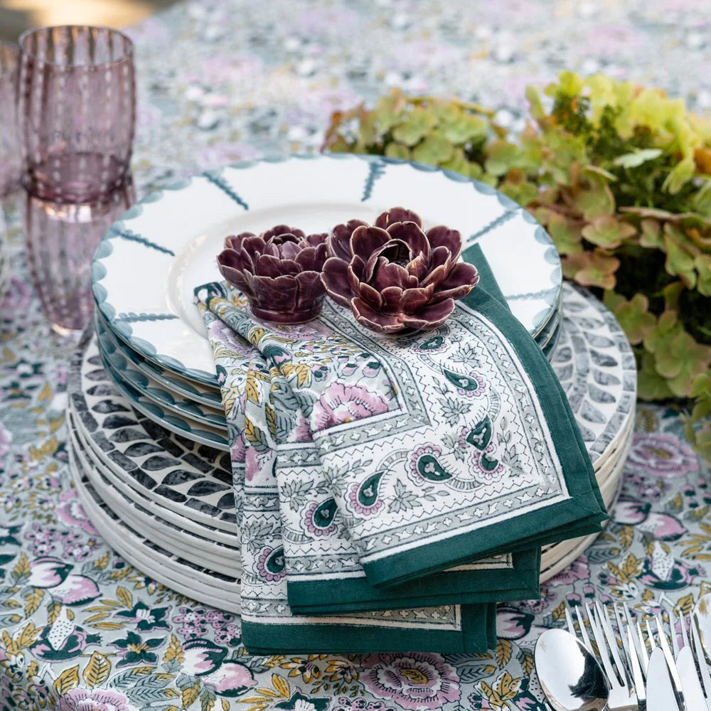 Pomegranate Garden Teal & Lilac Napkin | Set of 4