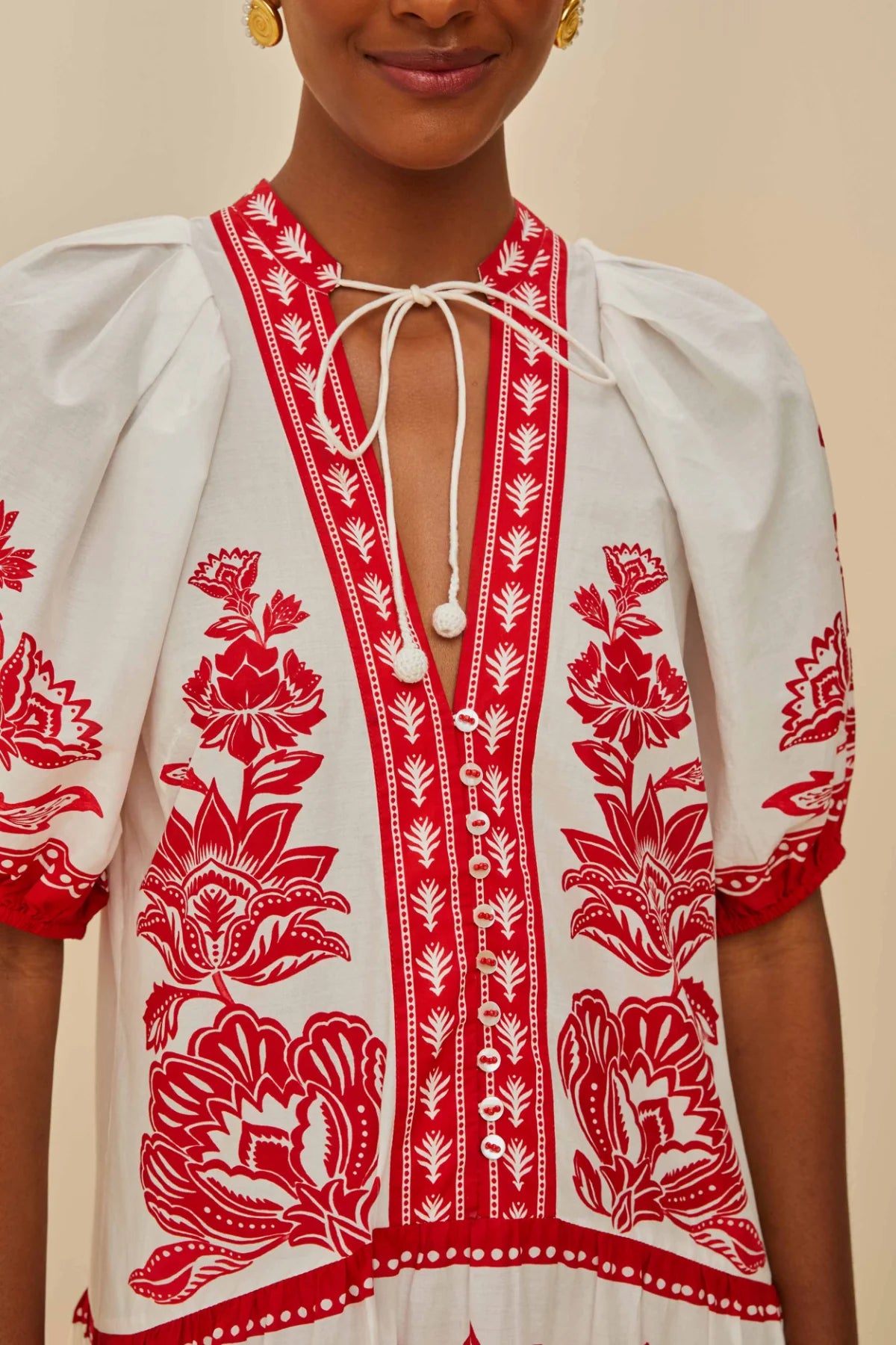 Boho Garden Off-White Midi Dress