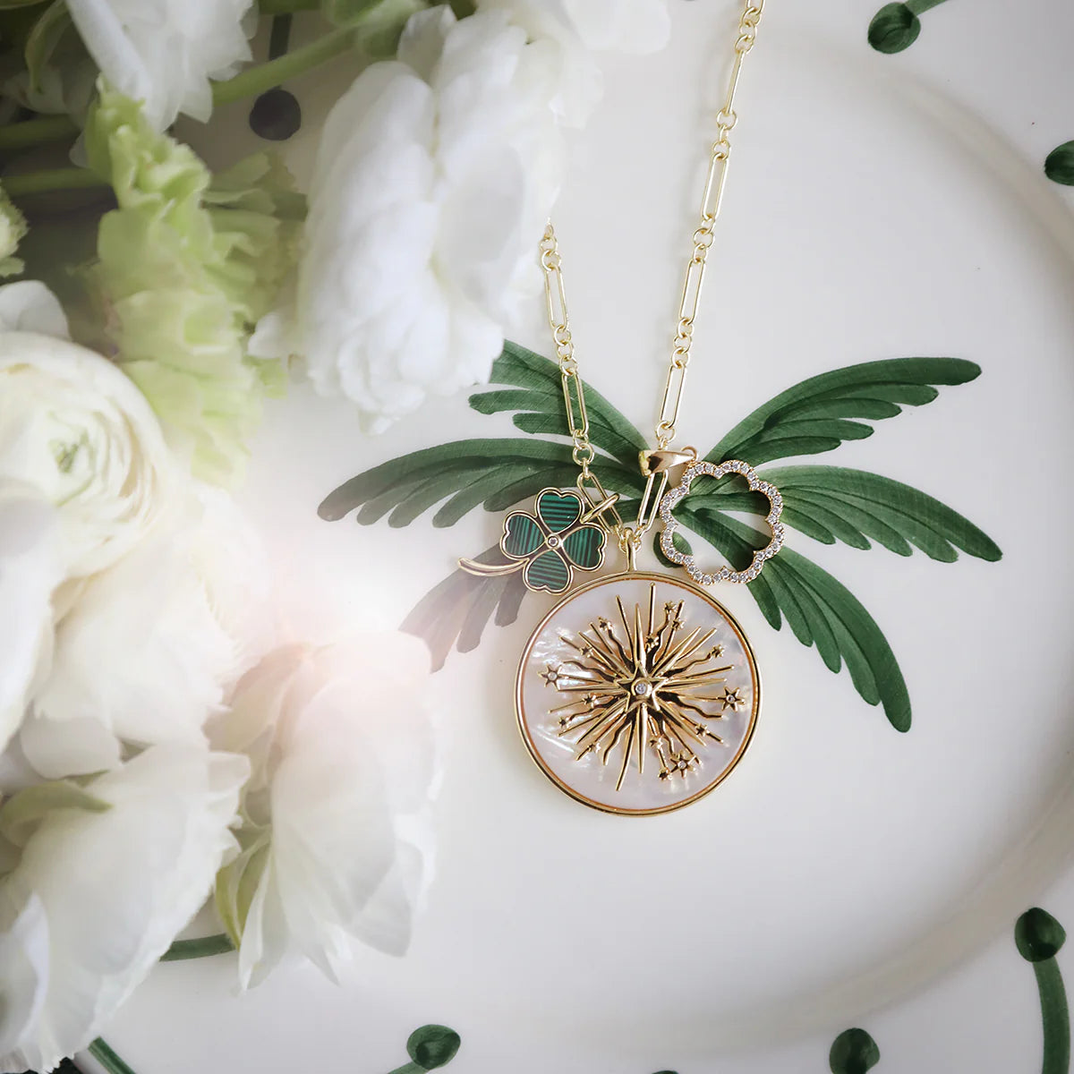 Mini Lucky Clover Charm Malachite