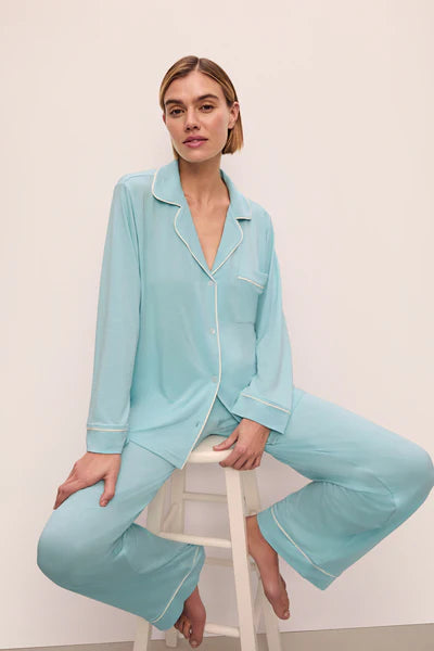 Gisele TENCEL™ Modal Long PJ Set in Canal Blue/Ivory