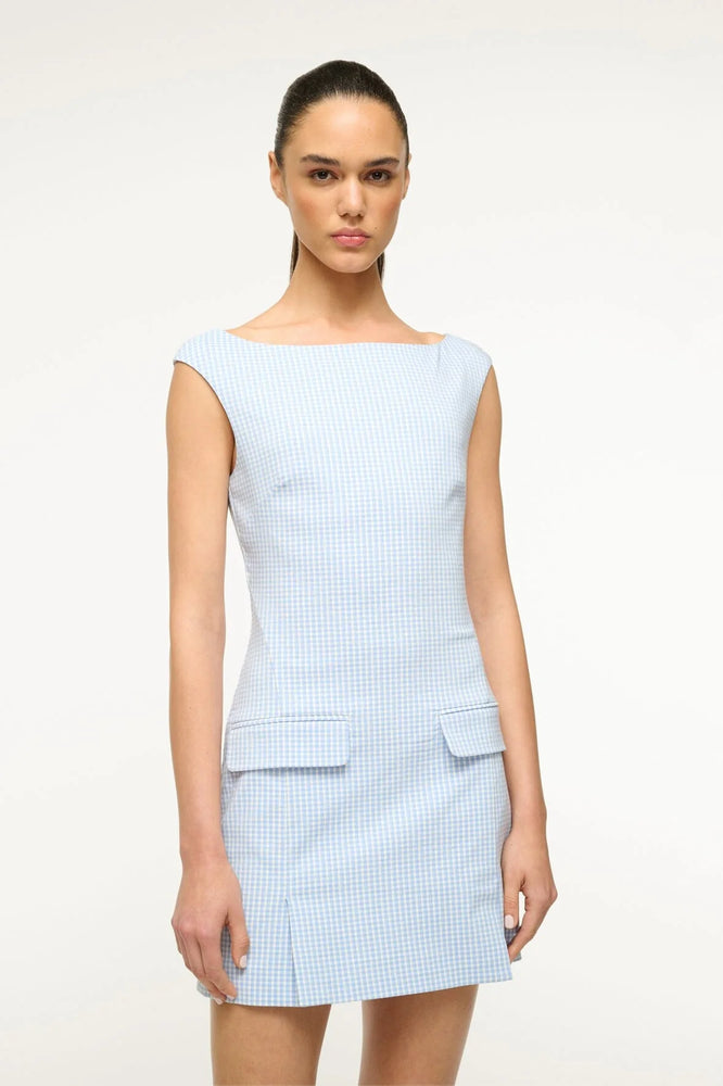 Walker Dress in Sky Micro Check