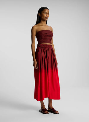 Gina Dip Dye Midi Skirt in Rouge/Syrah