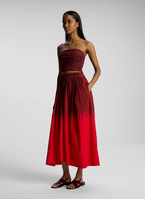 Gina Dip Dye Midi Skirt in Rouge/Syrah