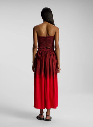 Gina Dip Dye Midi Skirt in Rouge/Syrah