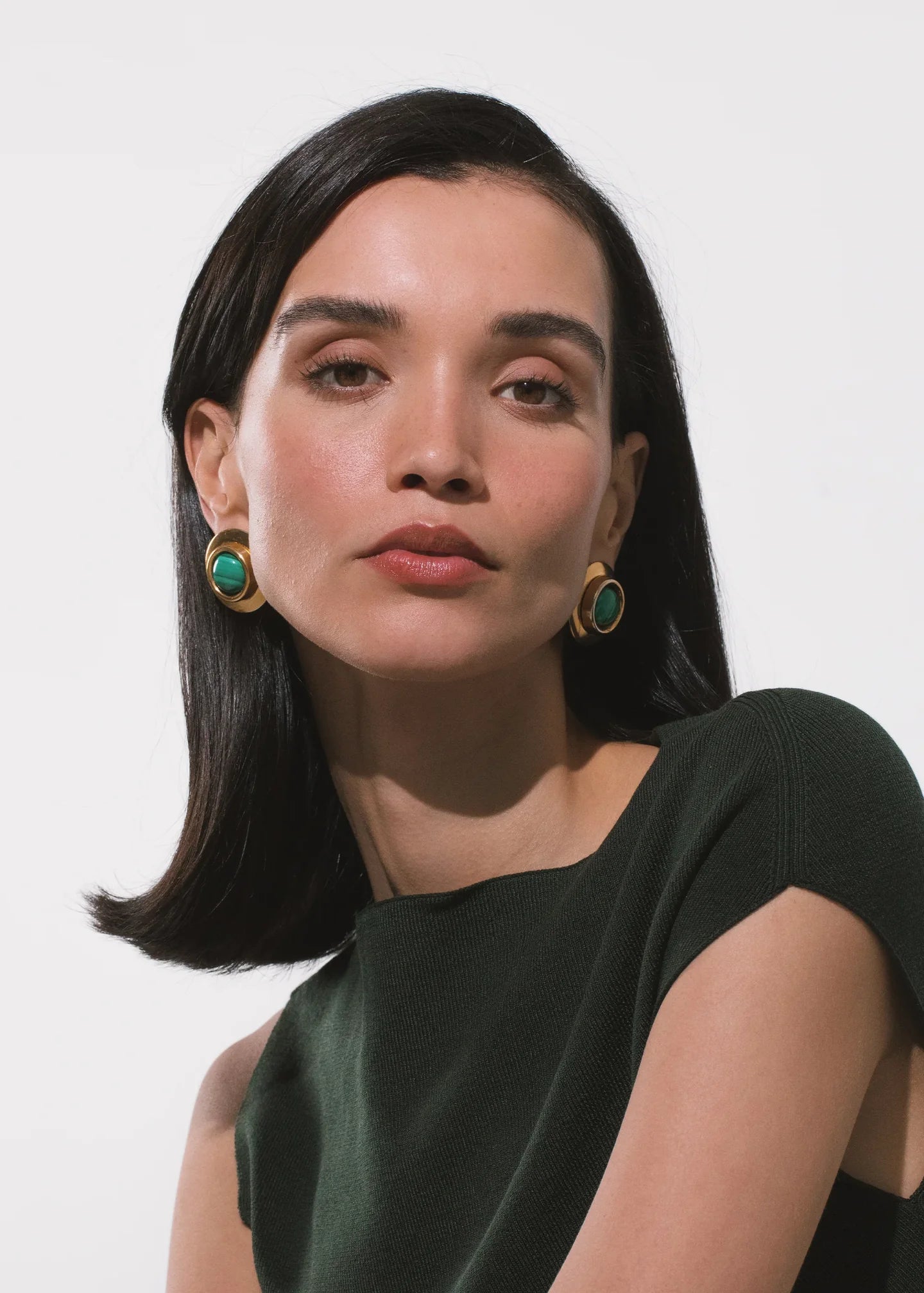 Alva Earrings in Malachite
