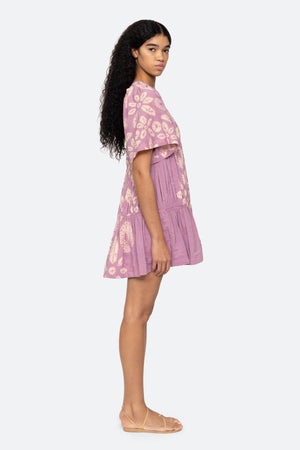Thea Tie Dye Print Dress in Lilac