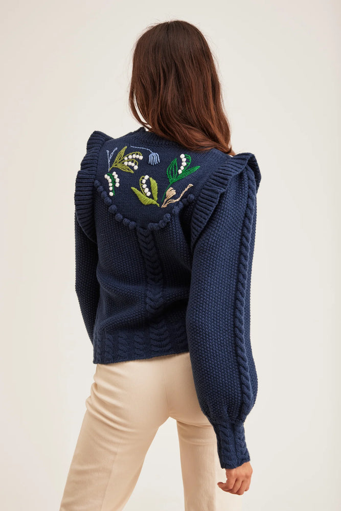 Brooklyn Sweater in Navy Lily of the Valley
