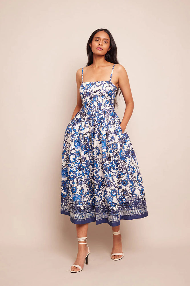 Sea Island Midi Dress in Dentelle Blue